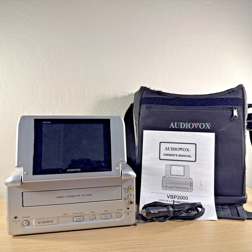 Audiovox VBP2000 Portable VHS Player 5"  Screen TESTED WORKS - SEE VIDEO